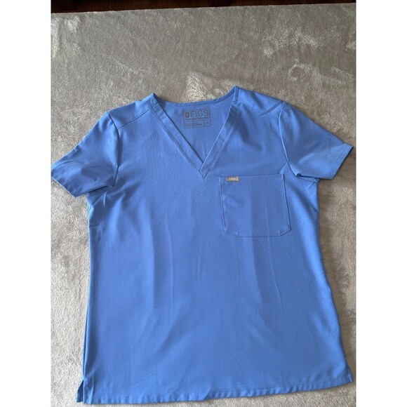 FIGS Catarina Scrub Top Sz M | Technical Collection V-Neck Medical Uniform Blue - Picture 4 of 5